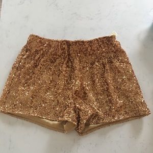 Gold Sequin stretch shorts